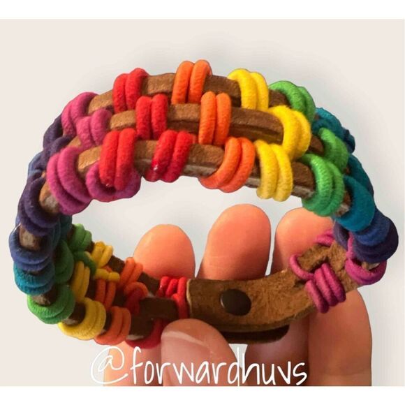 Rainbow Leather Weave Bracelet - Celebrate Differences in Style - Picture 8 of 10